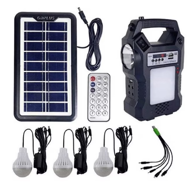 Kit solar GD-8060 Proiector Radio cu panou solar si 3 Becuri 